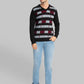 Men Black Intarsia Acrylic Blend Full Sleeve Sweaters