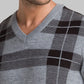 Men Grey Checks Acrylic Blend Full Sleeve Sweaters